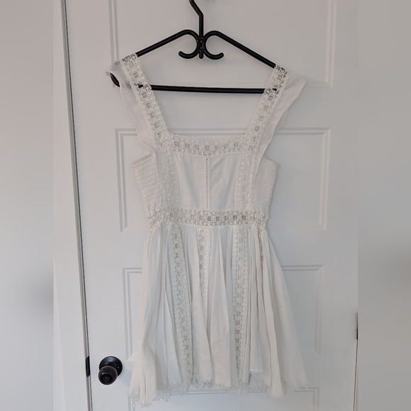Free People FP One Verona Mini Dress White Crochet Lace Boho Size Large - Picture 6 of 11